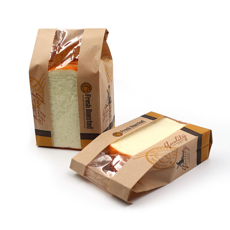 Túi giấy bánh mìnướng bền vững túi Kraft Bakery với cửa sổ
