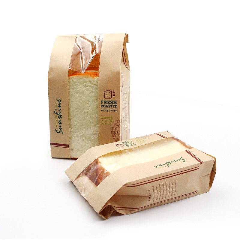Túi đóng gói giấy Kraft Bread Kraft với cửa sổ FCS SGS FDA được chứngnhận